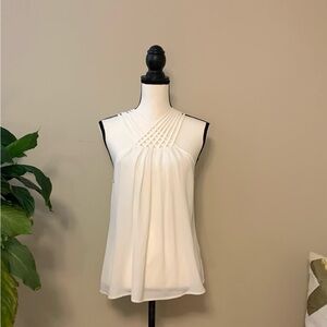 Elegant White Sleeveless Top by Ellie & Kate sz L EUC B59